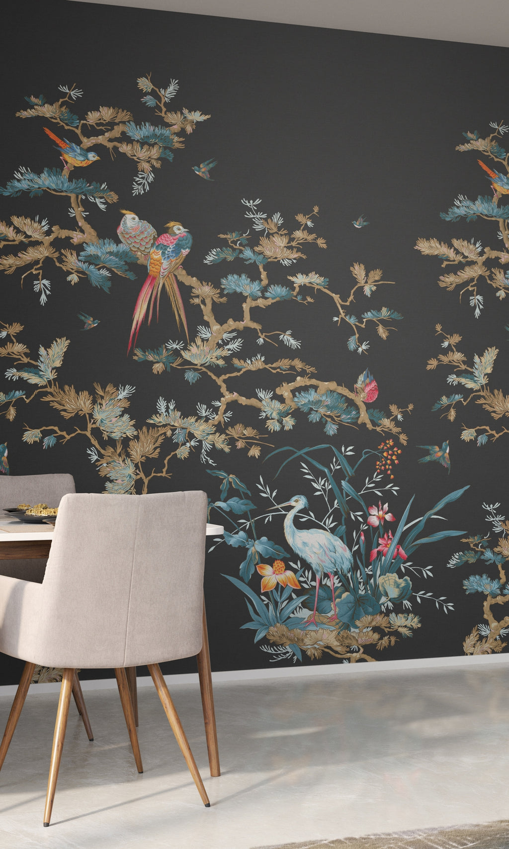 Black  Stork & Exotic Birds Tropical Wallpaper RM2099