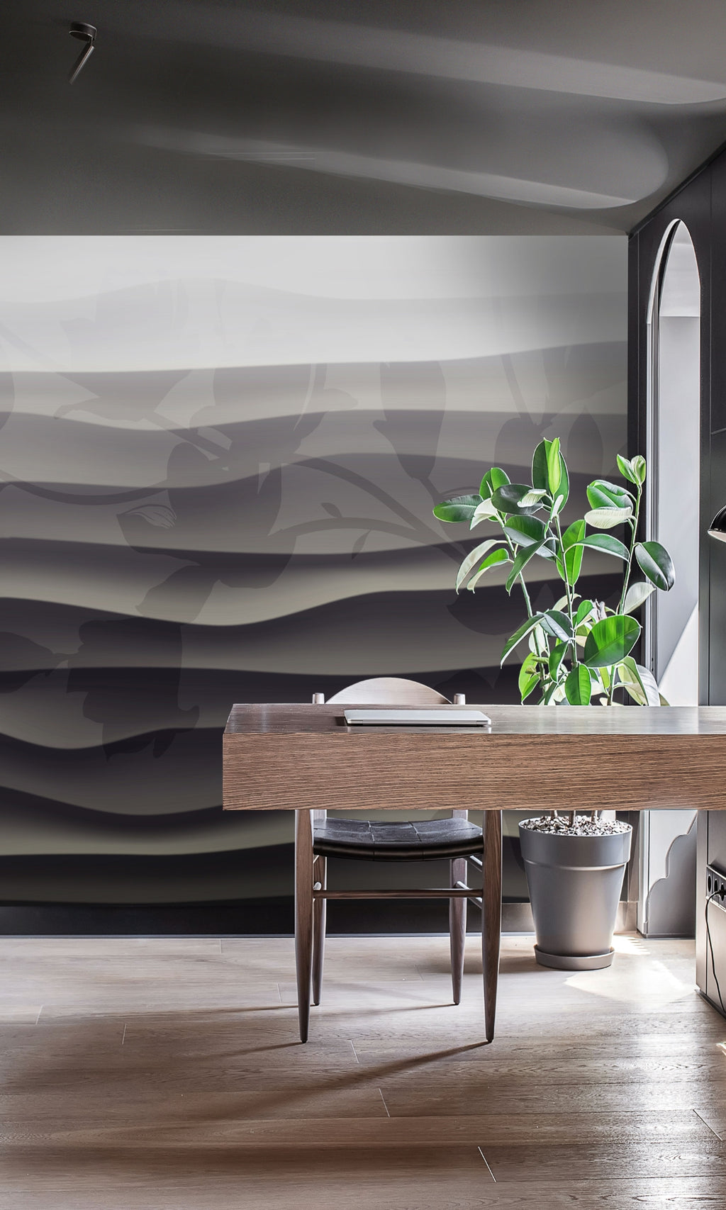 Black & White Abstract Inkscapes Marble Mural Wallpaper M1389