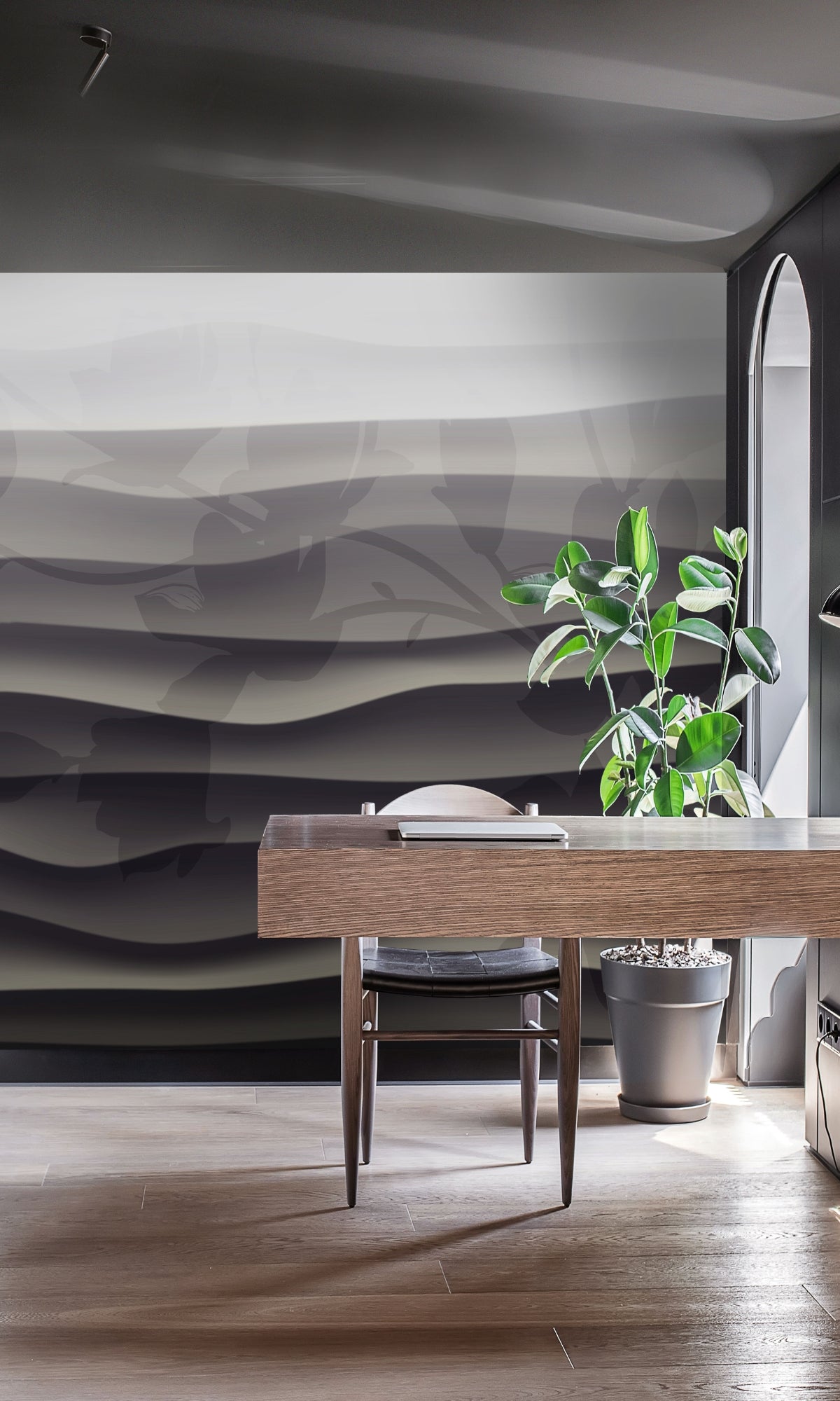 Black & White Abstract Inkscapes Marble Mural Wallpaper M1389-Sample