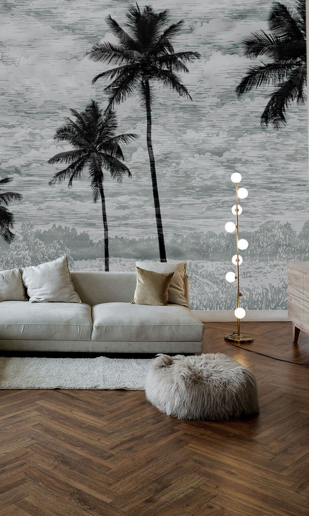 Black & White Tall Palms Wall Mural M1140