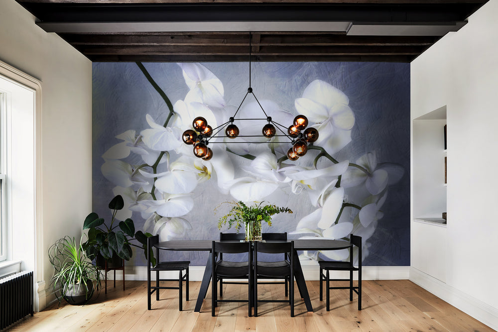Blue A branch of white Orchid Wall Mural M1150