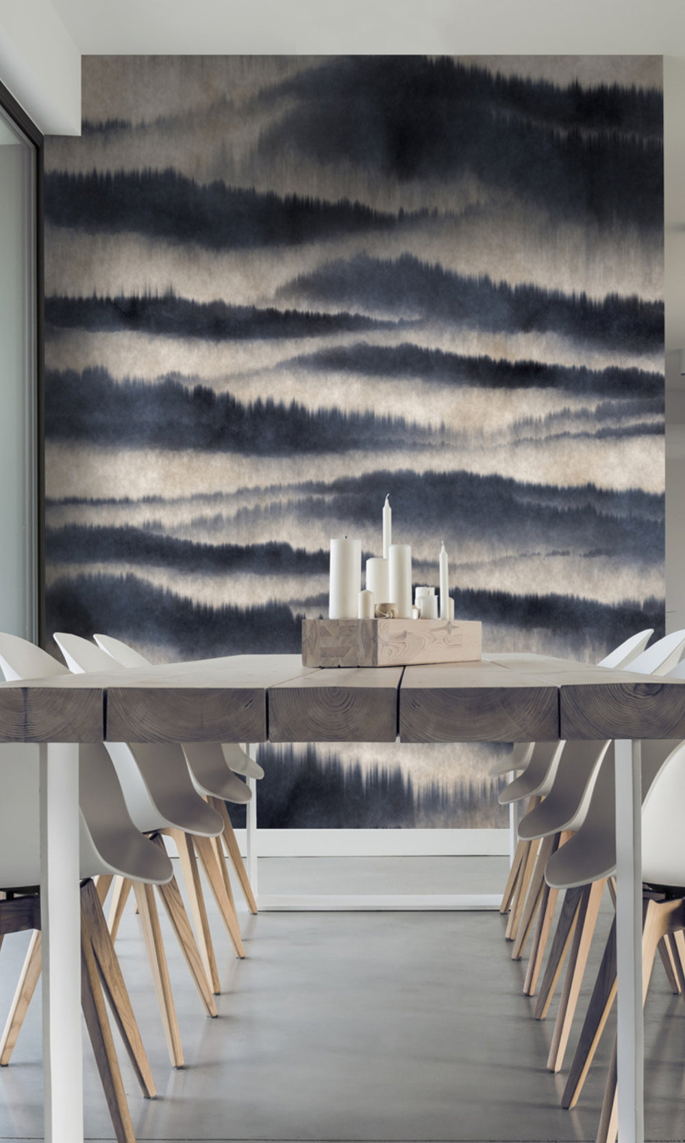Blue Abstract Mountain Mural Wallpaper M1374-Sample