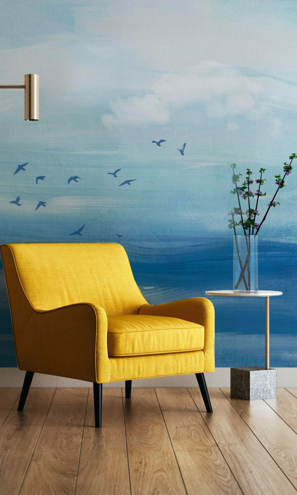 Blue Abstract oil Painting Mural Wallpaper M1379-Sample