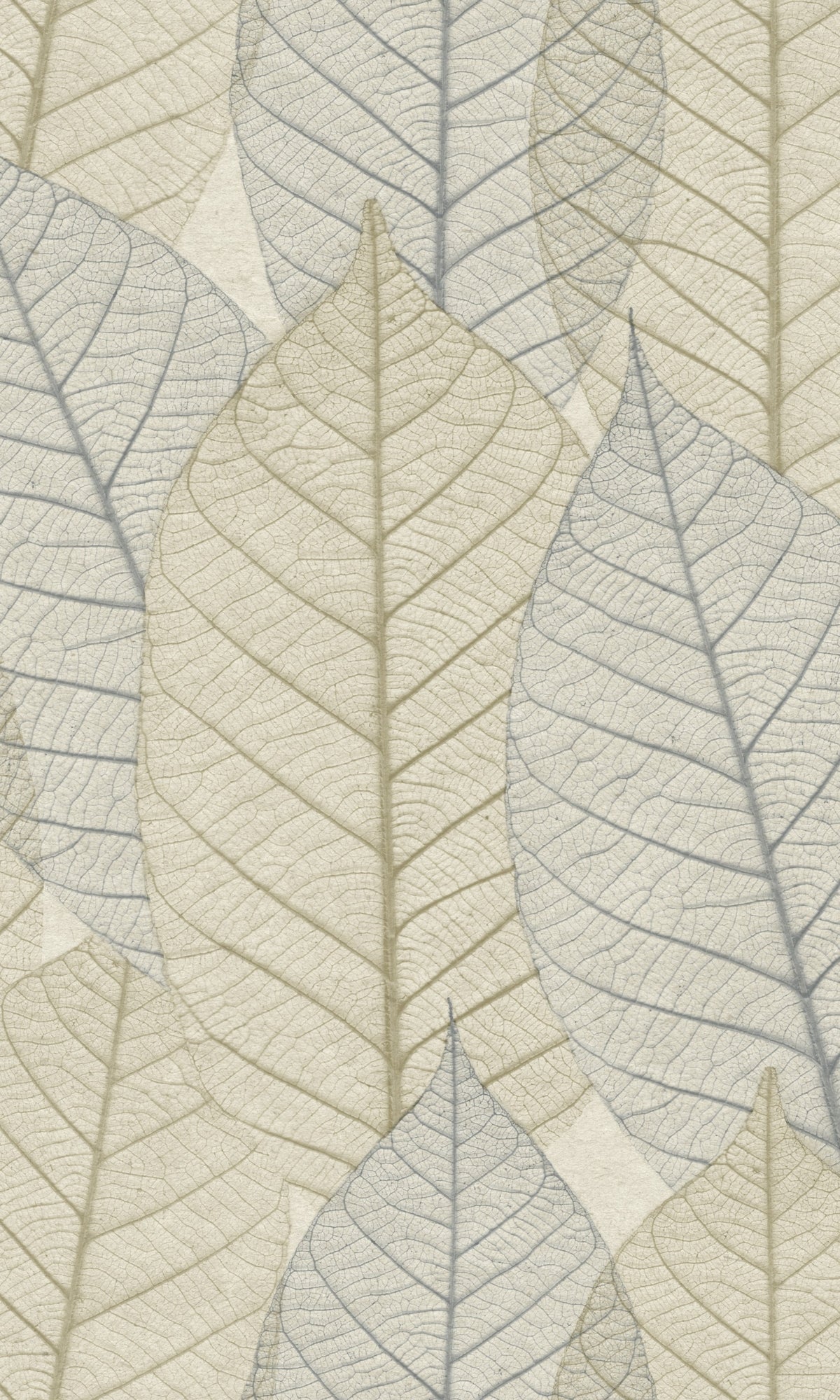 Blue Beige Botanical Dry Leaves Veins Wallpaper R9138