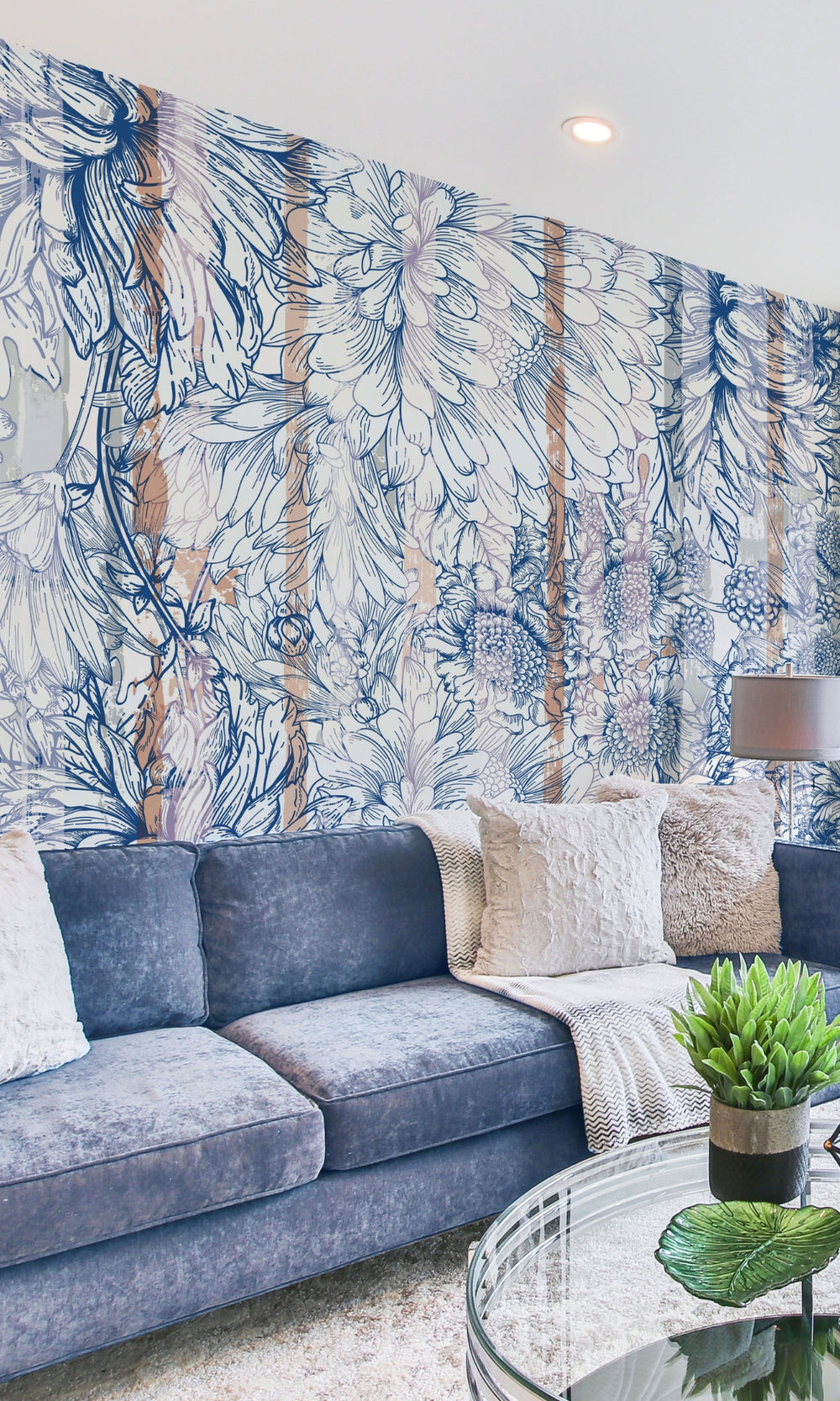 Blue Bouquet of Flowers Mural Wallpaper M1424-Sample