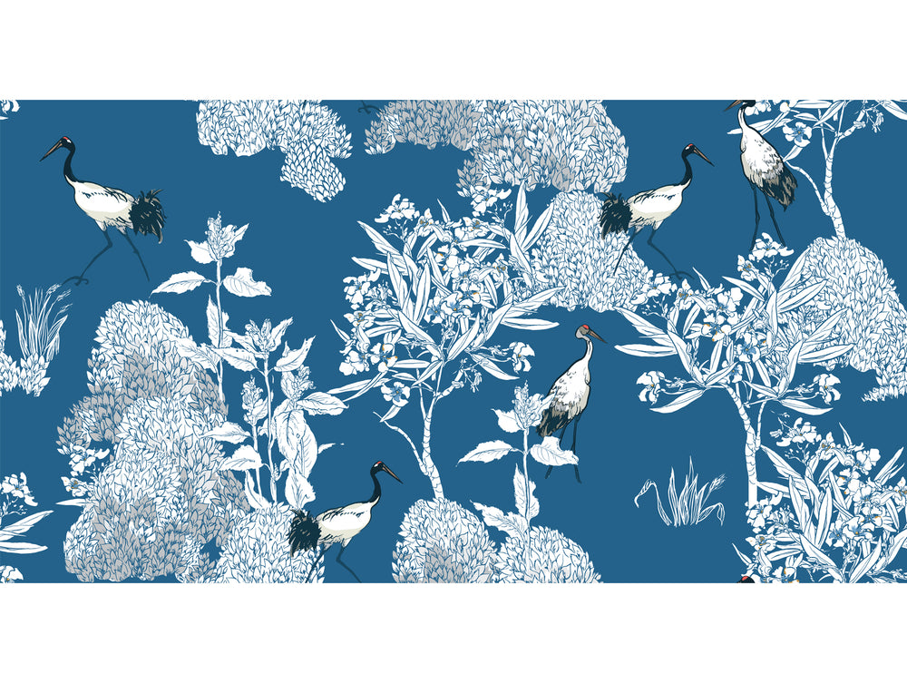 Blue Chinoiserie Blue and White Wall Mural M1418