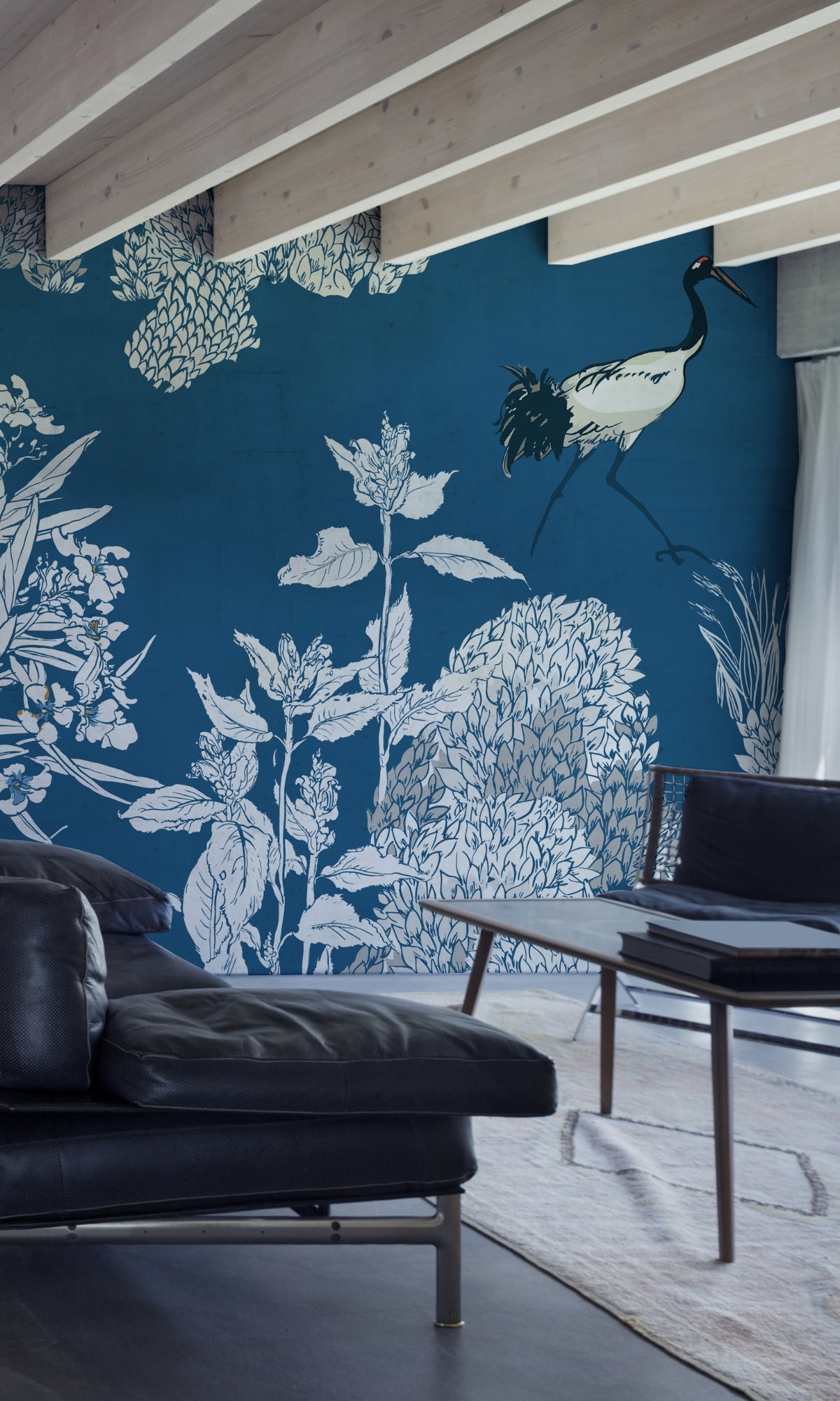 Blue Chinoiserie Blue and White Mural Wallpaper M1418-Sample