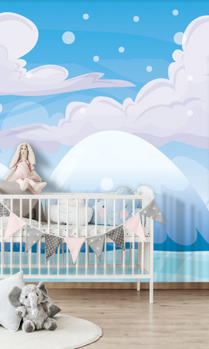 Blue Cloudy Sky Mural Wallpaper M1195