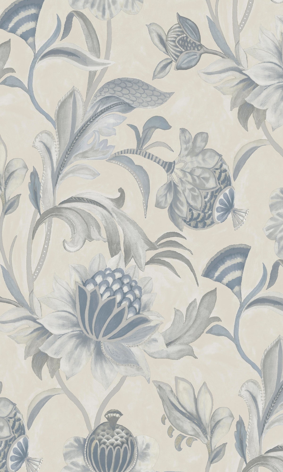 Blue Dove Jacobean Style Floral Wallpaper R8947