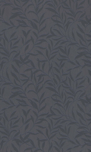 Blue Engraved Floral Leaves Wallpaper R8583