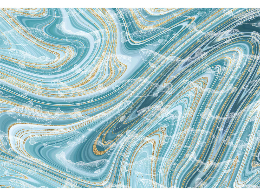 Blue Ink painting Abstract Wall Mural M1363