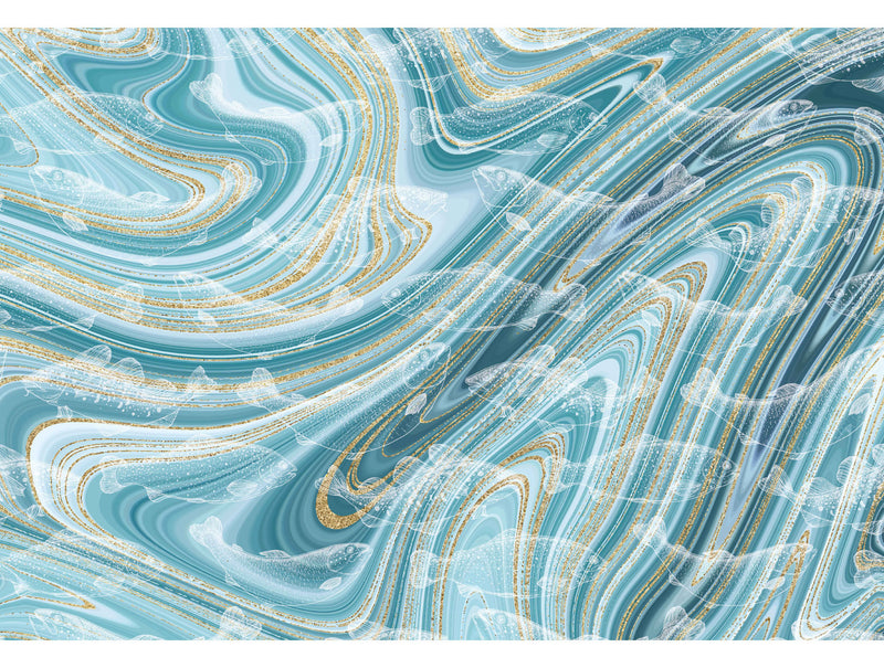 Blue Ink painting Abstract Mural Wallpaper M1363