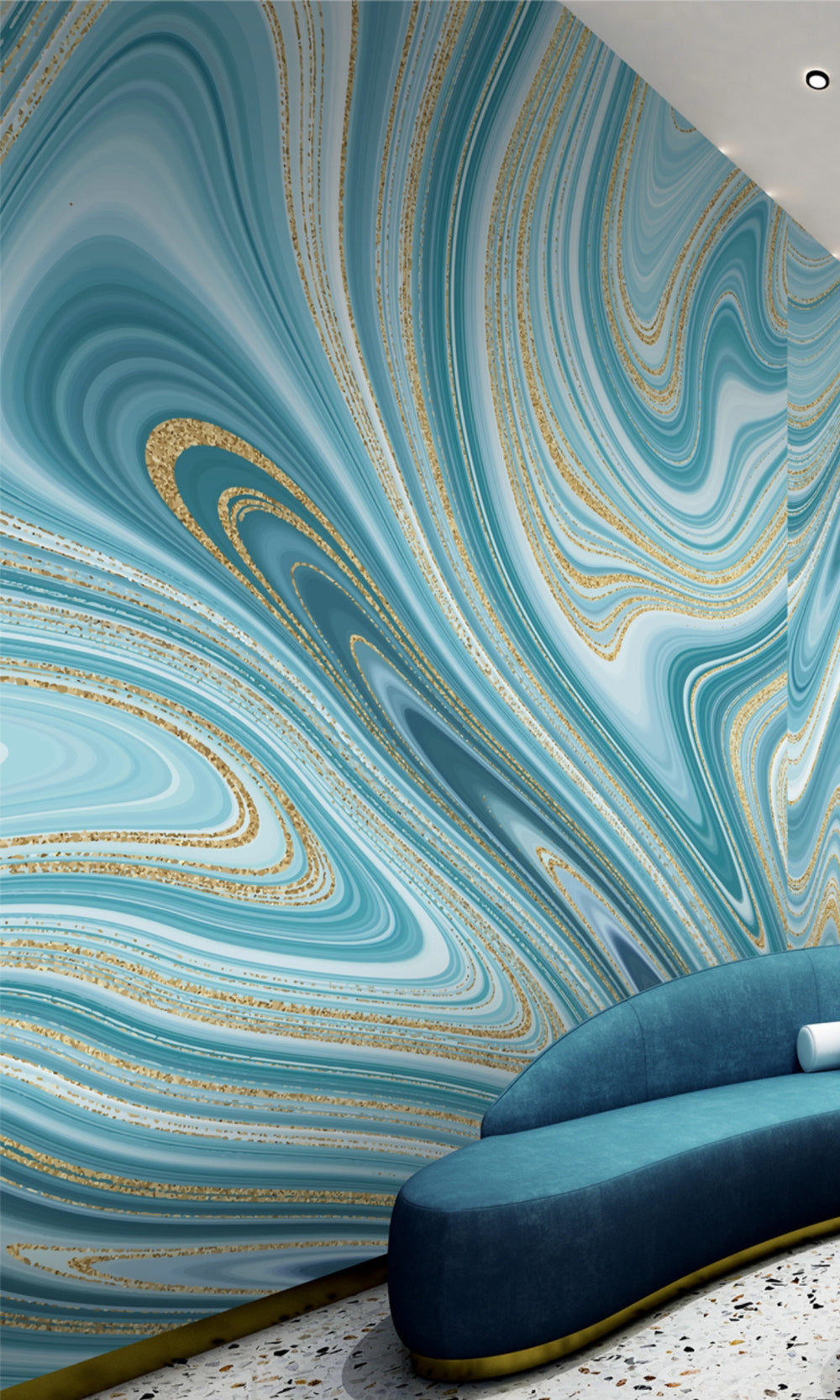 Blue Ink painting Abstract Wall Mural M1363