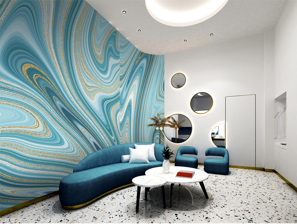 Blue Ink painting Abstract Wall Mural M1363