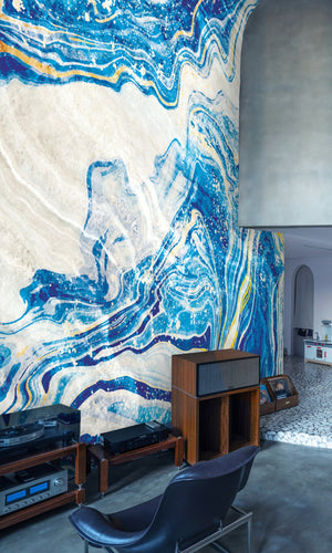 Blue Liquid Marble Mural Wallpaper M1253