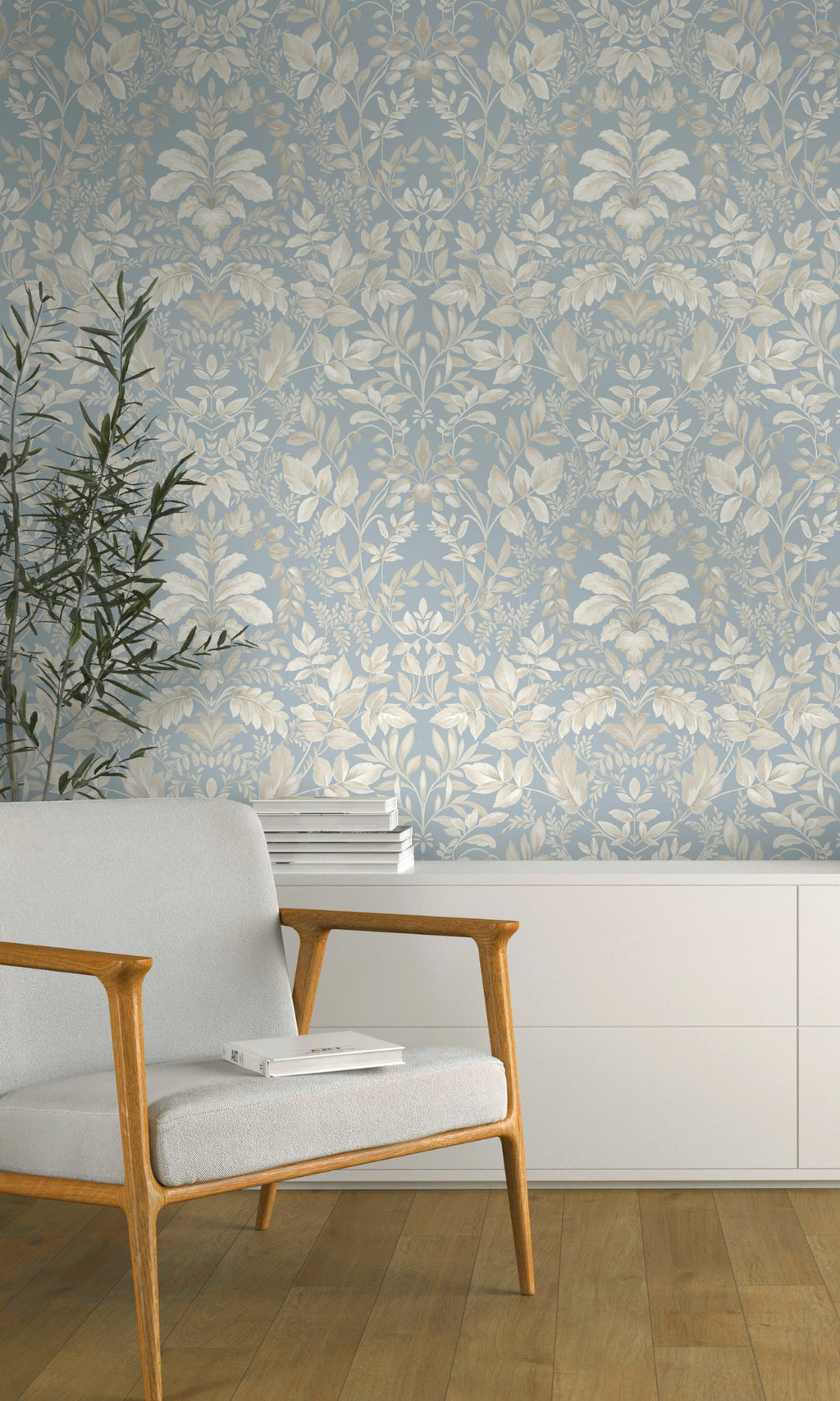 Blue Lush Overgrown Botanical Wallpaper R8823 – Walls Republic US