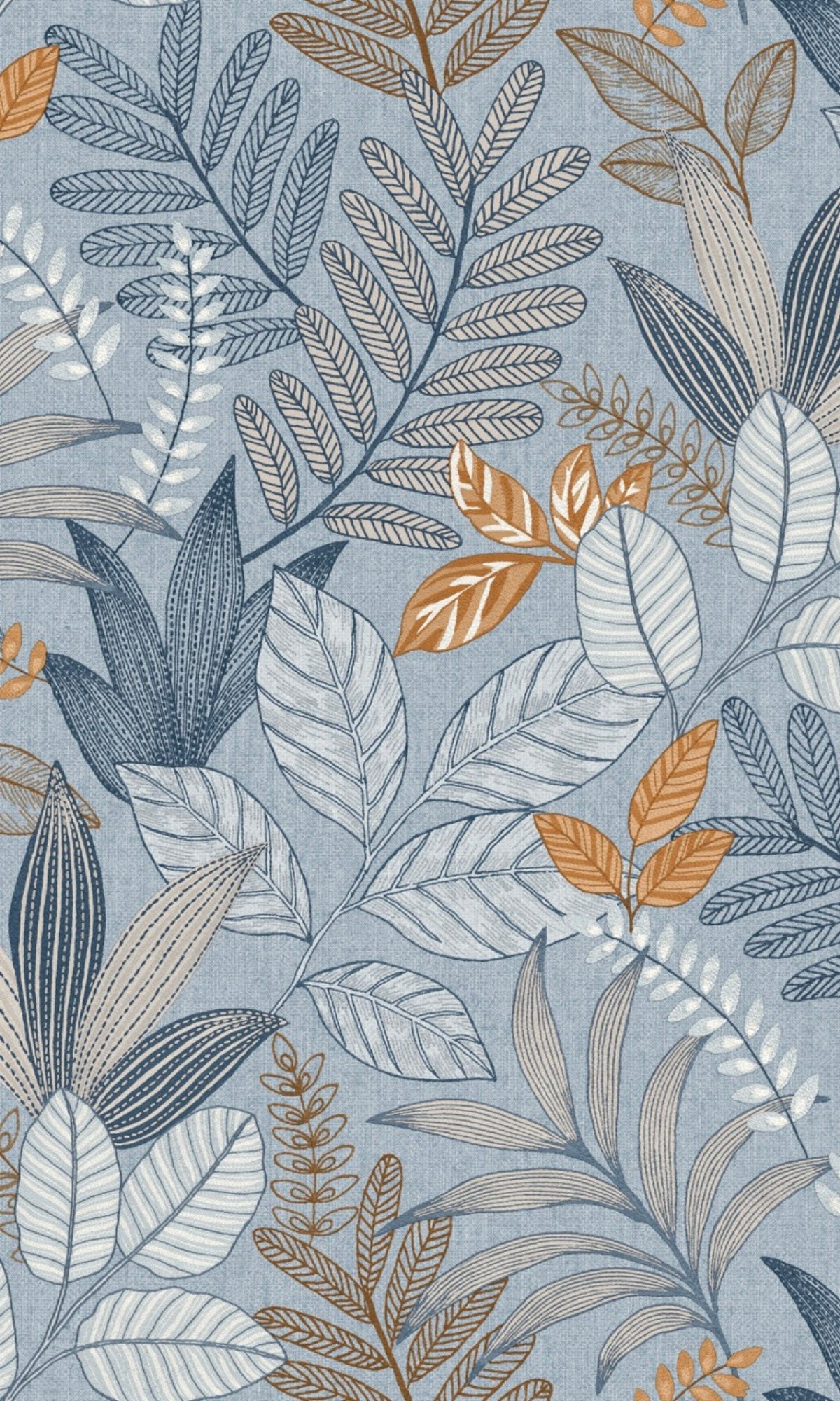 Blue Minimalist Leaves Tropical Wallpaper R9060
