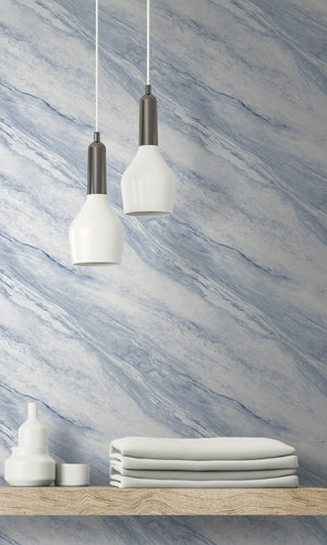 Blue Mist Simple Marble Wallpaper R8543