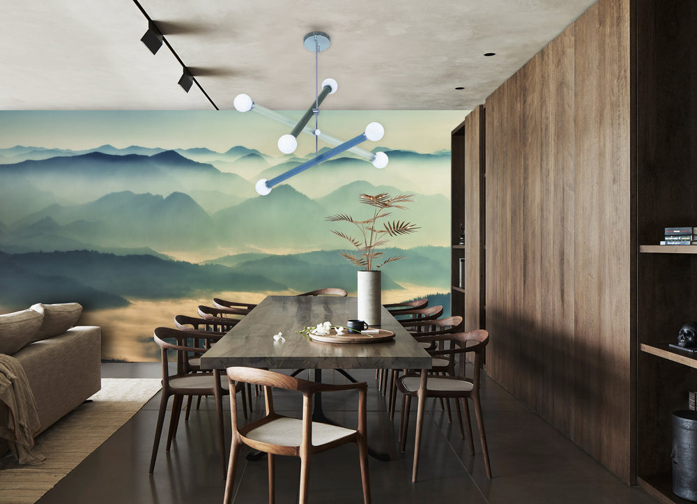 Blue Misty Mountains Wall Mural M1145