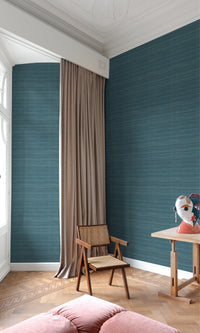 Blue Plain Natural Faux Wallpaper R8704