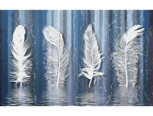 Blue Reflection of Feathers Mural Wallpaper M1241
