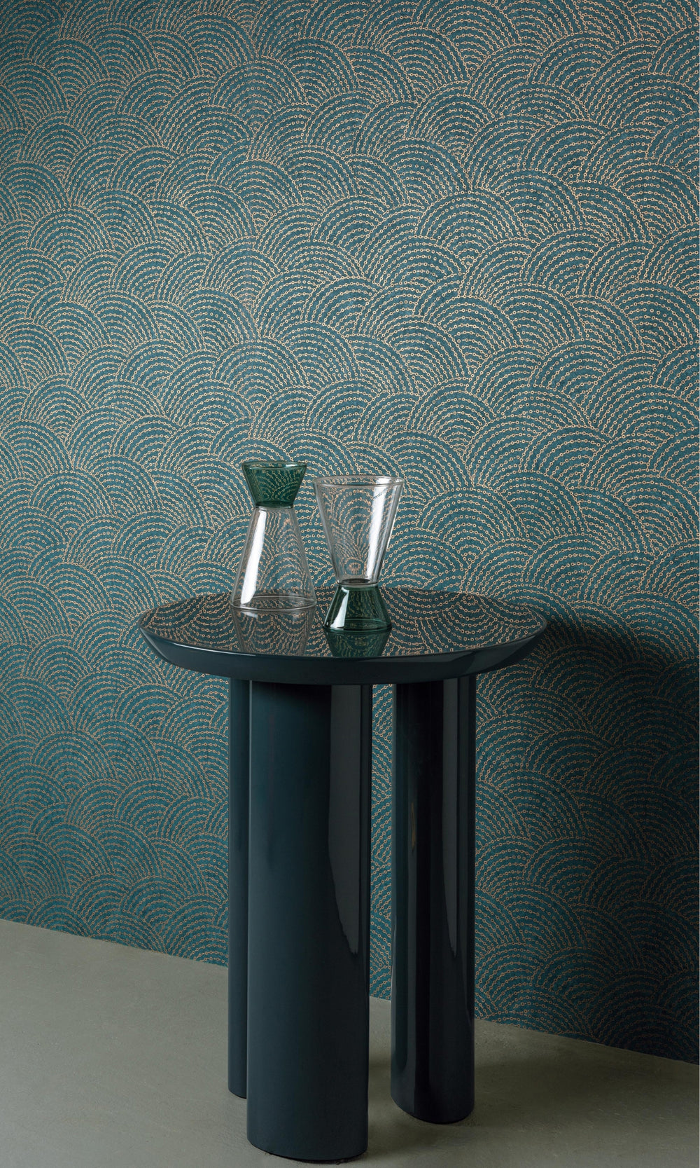 Blue Seashell Like Art Deco Geometric Wallpaper R9269