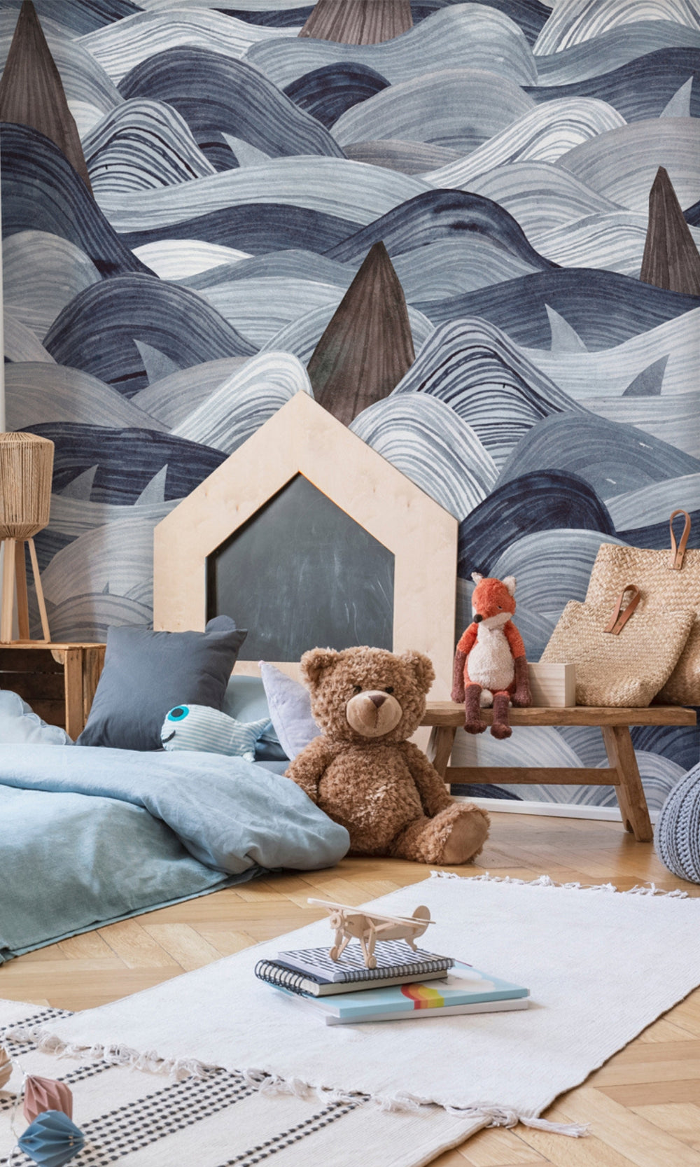 Blue Sharks in the Sea Wall Mural M1465