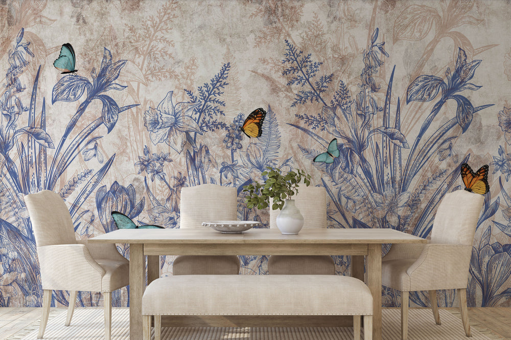 Blue Spring Flowers Wall Mural M1419