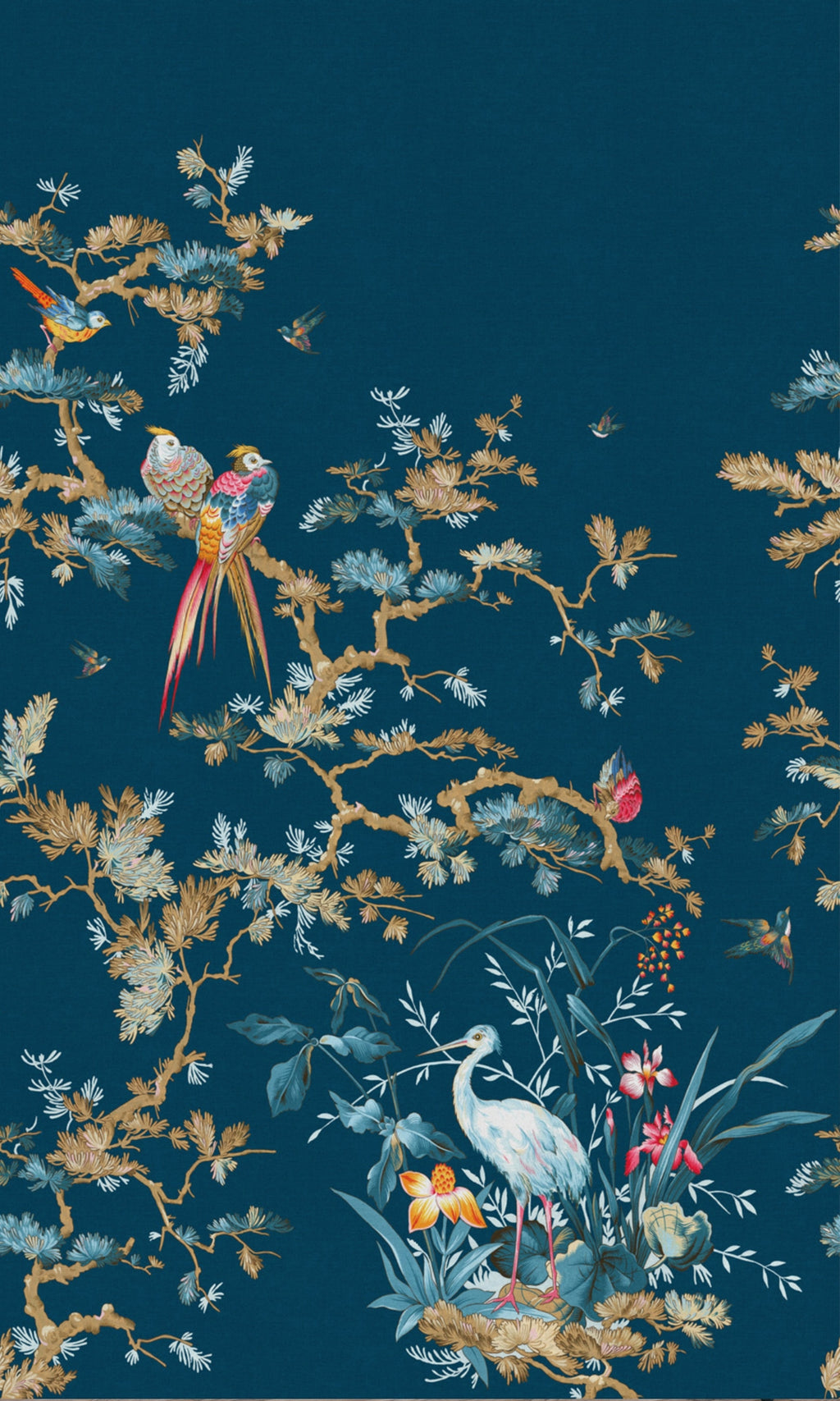 Blue Stork & Exotic Birds Tropical Wallpaper RM2095