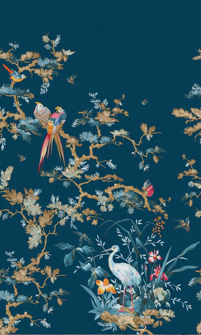 Blue Stork & Exotic Birds Tropical Wallpaper RM2094