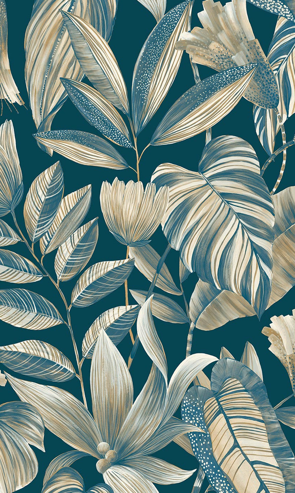Blue Tropical Jungle Leaves Wallpaper R9259
