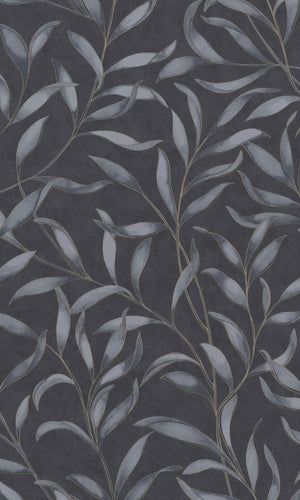 Blue Twigs Leaves Floral Wallpaper R8565