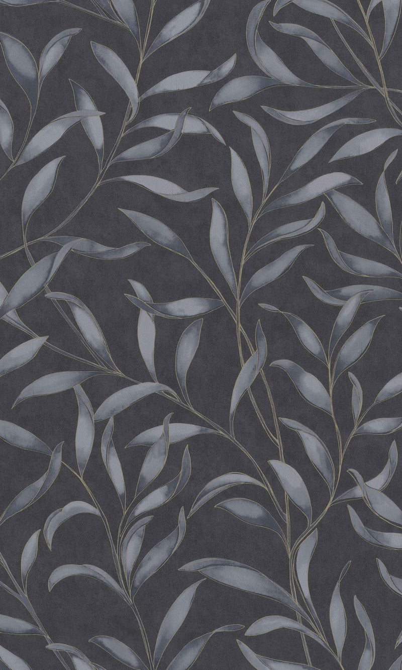 Blue Twigs Leaves Floral Wallpaper R8565