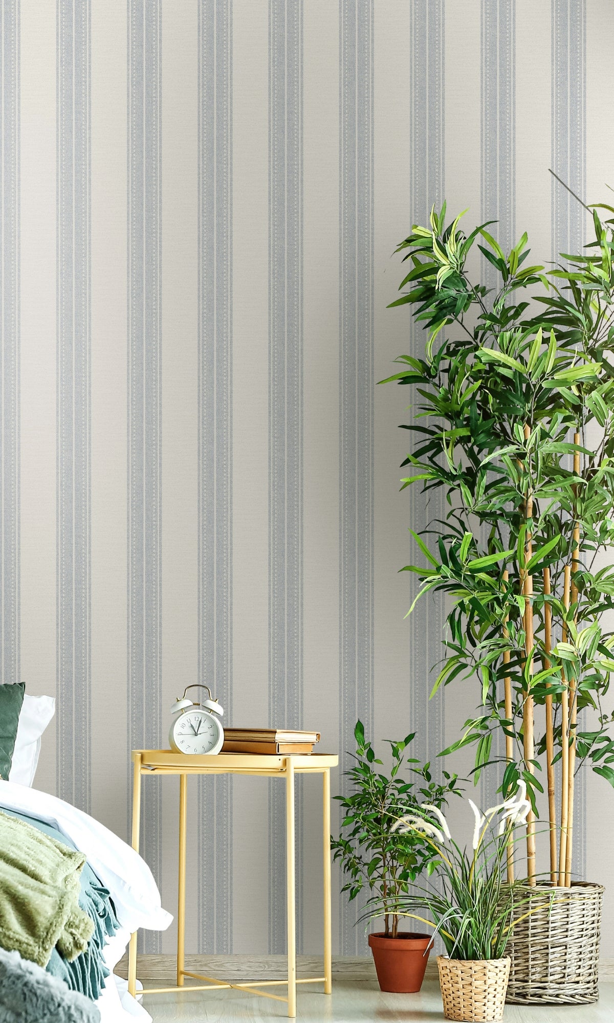 Blue Woven Fabric Inspired Stripes Wallpaper R8815