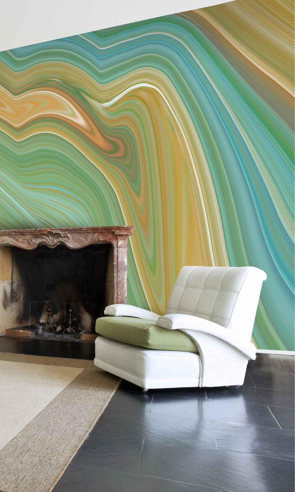 Blue & Green Acrylic Mural Wallpaper M1390