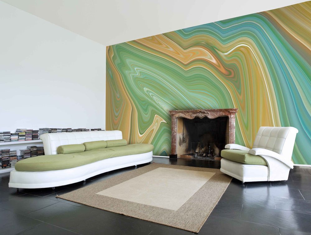 Blue & Green Acrylic Wall Mural M1390