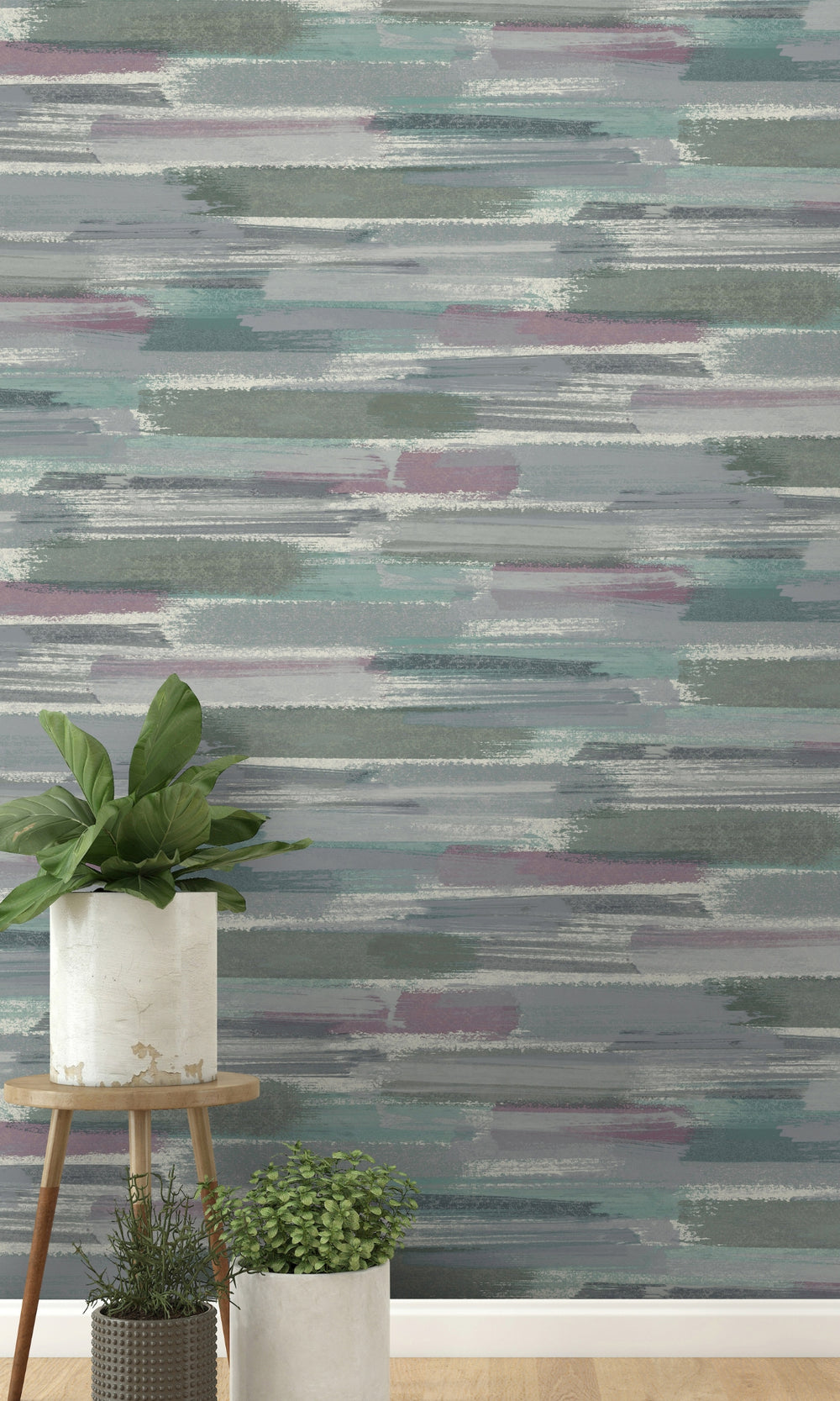 Blue & Pink Painted Water Lake Abstract Wallpaper R8812