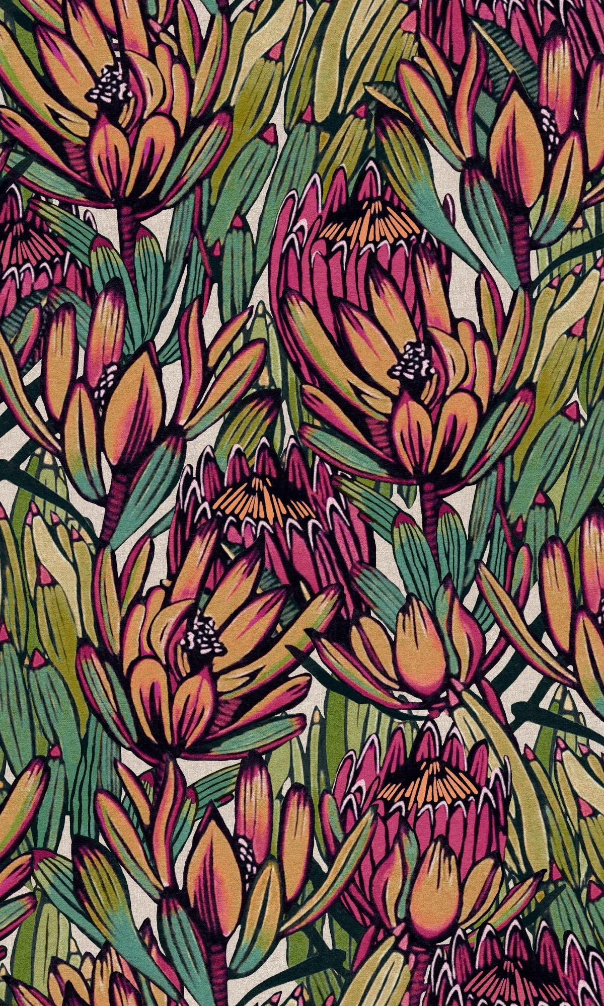 Blue & Purple Exotic Protea Flower Floral Wallpaper R9085