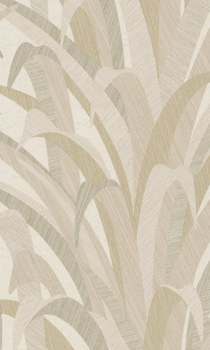 Brown & Green Tropical Palm Leaves Wallpaper R8719