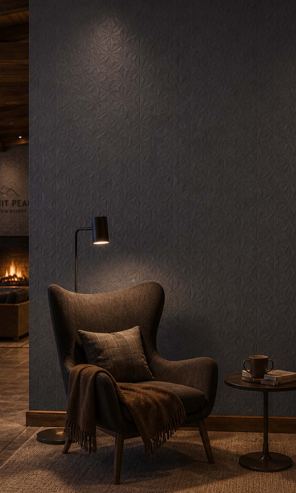 Dark Grey Slate Triad Geometric Commercial Wallpaper C7008