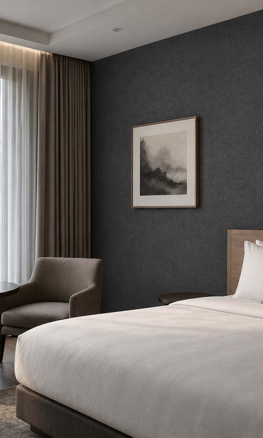 Black Luxor Faux Effect Commercial Wallpaper C7426