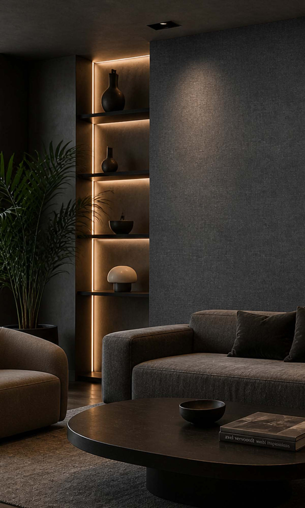 Black Luxor Faux Effect Commercial Wallpaper C7426