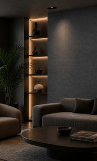 Black Luxor Faux Effect Commercial Wallpaper C7426