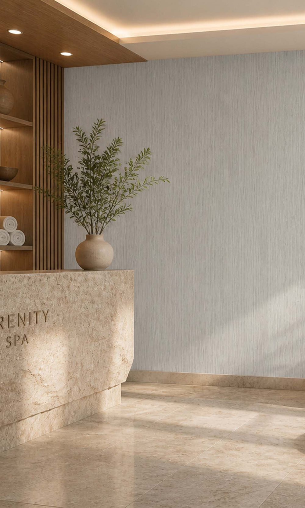 Grey Touche Faux Effect Commercial Wallpaper C7437