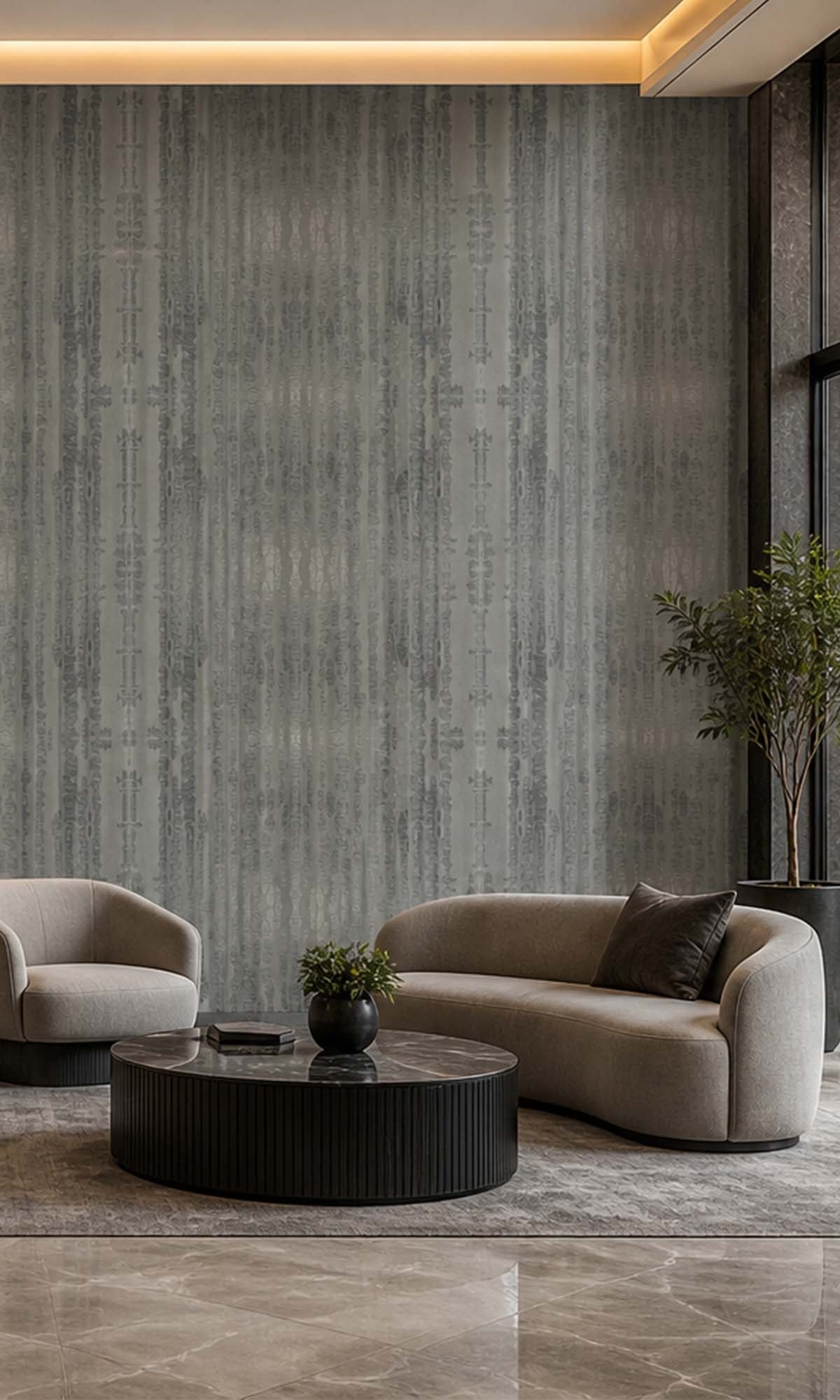 Silver Metallic Stripes Commercial Wallpaper C7441
