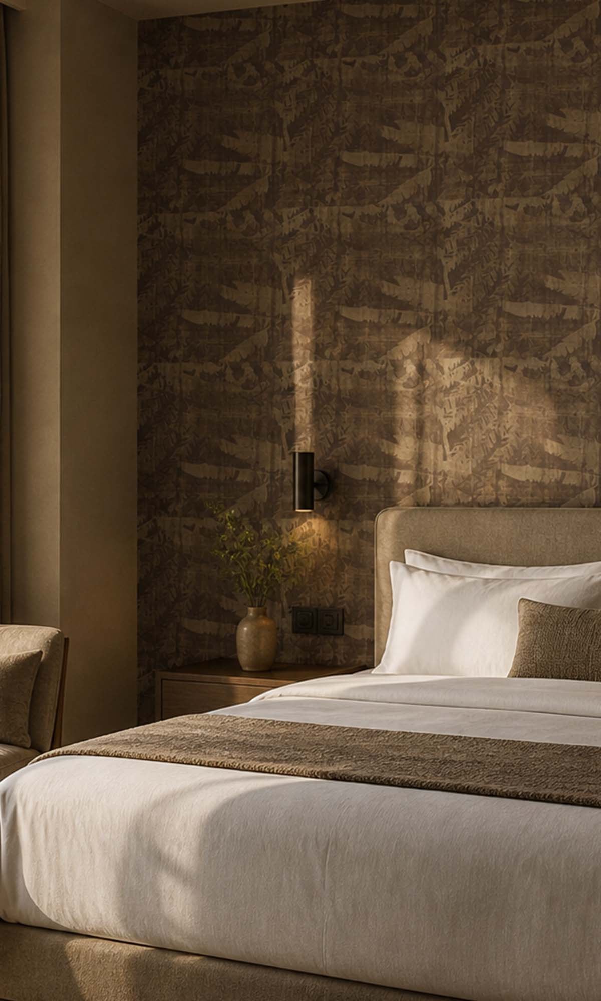 Brown Metallic Tropical Vinyl Wallpaper C7446