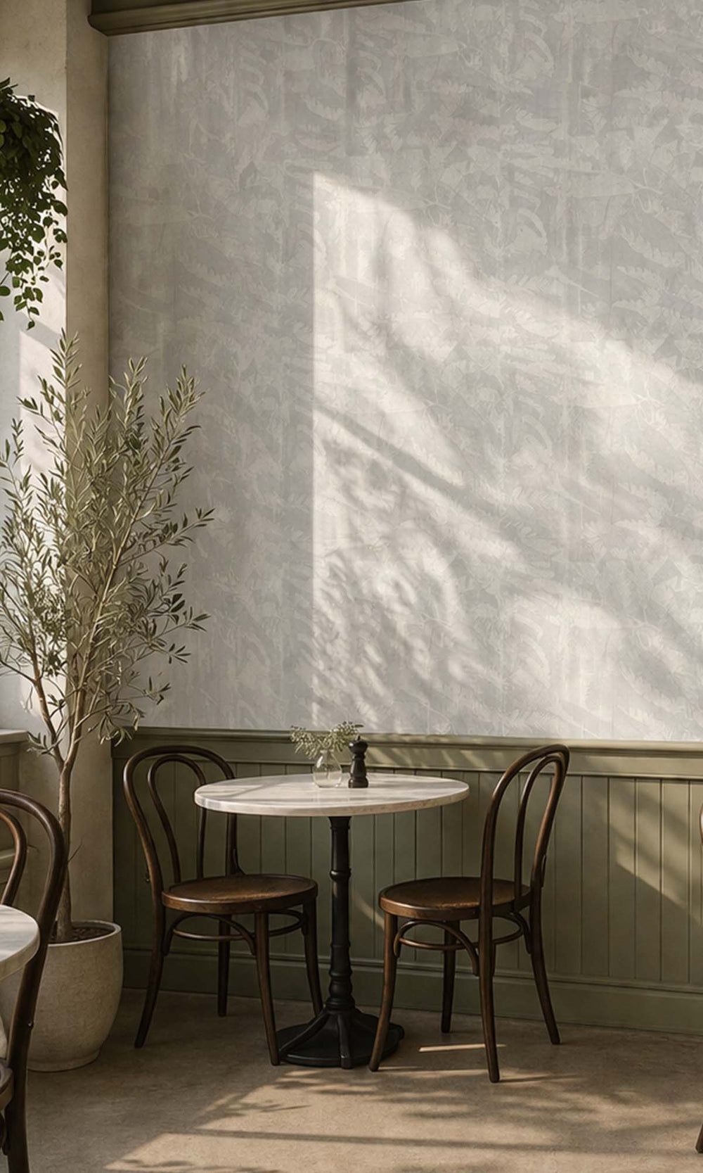 White Metallic Tropical Vinyl Wallpaper C7447