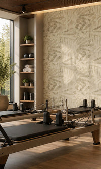 Beige Metallic Tropical Vinyl Wallpaper C7448