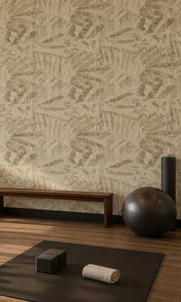 Beige Metallic Tropical Vinyl Wallpaper C7448