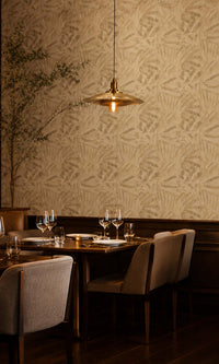 Beige Metallic Tropical Vinyl Wallpaper C7448